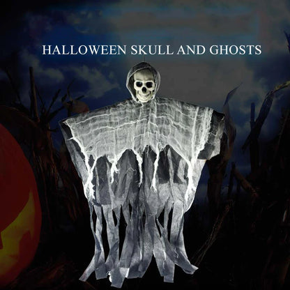 1Set Halloween Decorative Hanging Ghost Skull Skeleton Gauze Haunted Home Party Horror Props Hanger House Yard Party Hanging