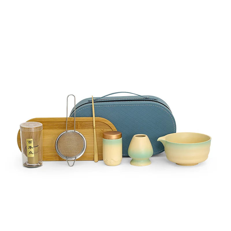 NEW High-end Japanese Ceramic Matcha Gift Box Matcha Tea Set With Whisk And Bowl Sumptuous Grinder Brush Tea Tools Hold