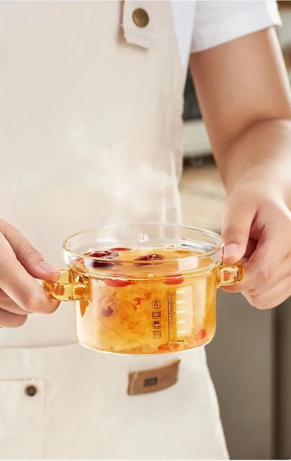 Hőálló főző edény fedele méretarányos indukciós főzőfogantyú Fogantyú Cookware Aranyos Borosilicate kis Stockpot Kitchen Dining