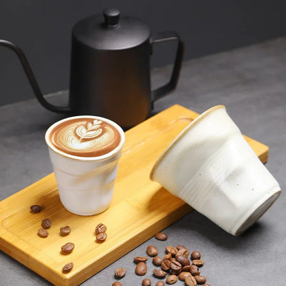 90ml INS Irregular Ceramic Mug Hand-pinch Coffee Cup Mugs Funny Glass Drinking Glasses Kawaii Cup Dessert Plate Mugs Coffee Cup