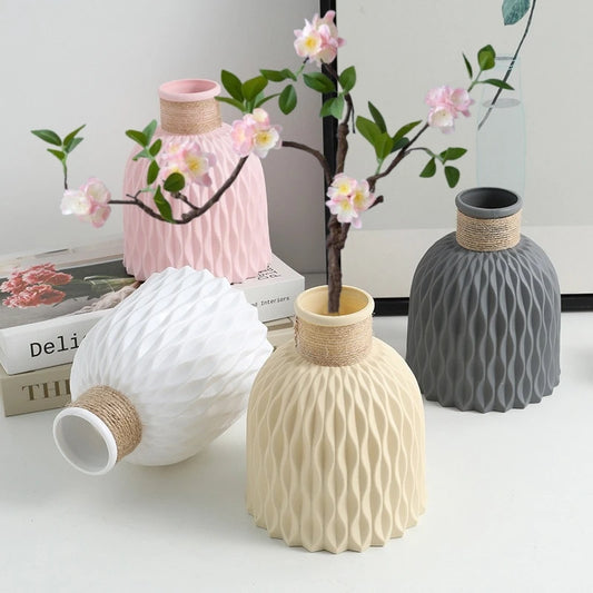 1pc Ananasraummuster Twine imita Cereremesche Plastik Vase einfach Waasserwelle Muster Aarden Vase