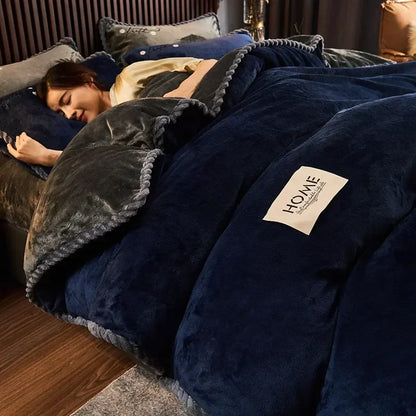 Winter Plush Couple Bed Duvet Cover Bedspreads For Single Double Queen King Bed Velvect Warm Soft Nordic Couple Bed Quilt Cover