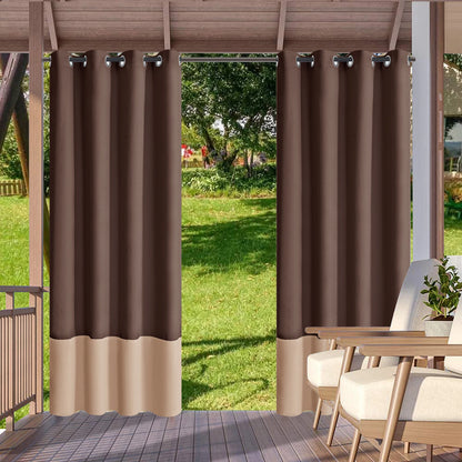 2Pack Outdoor Curtains Pergola Curtain Indoor Outdoor Waterproof Curtains Grommet Curtain Blackout for Patio Gazebo Porch
