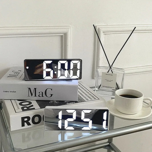Smart LED electronic alarm clock adjustable brightness with temperature and date display bedroom bedside clock home decor item