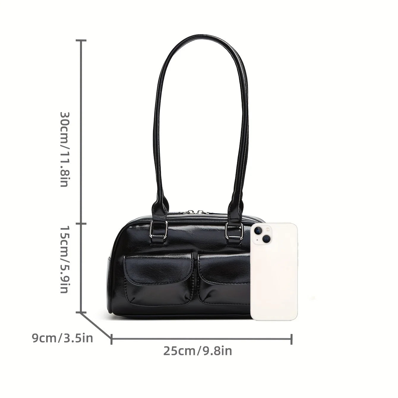 New women's bag fashion niche oil wax leather bowling bag multi-pocket armpit bag commuting handbag single shoulder bag