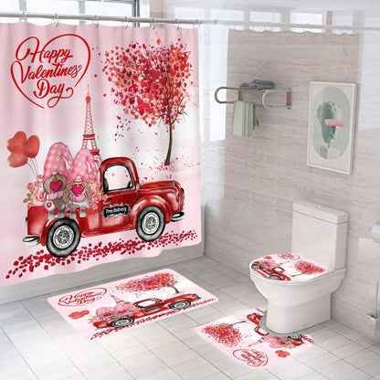 3D Digital Printing Flowers Shower Curtain Waterproof Polyester Bathroom Curtains Colorful Shower Curtain Set Bath Mats Rugs