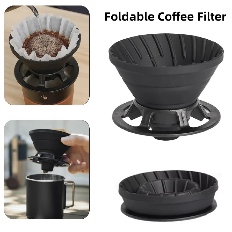 Coffee Filter Reusable Silicone Camping coffee cup filter paper Dripper Barista tools Brewing Funnel Filter Cup