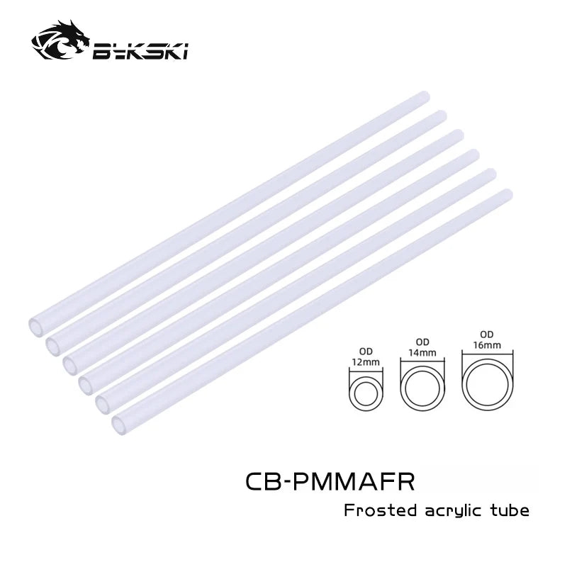 Bykski 6st / Lot Water Cooling Pipe PETG / PMMA / Frosted Akryl Hard Tube OD12mm / OD14mm / OD16mm Transperant 50cm längd