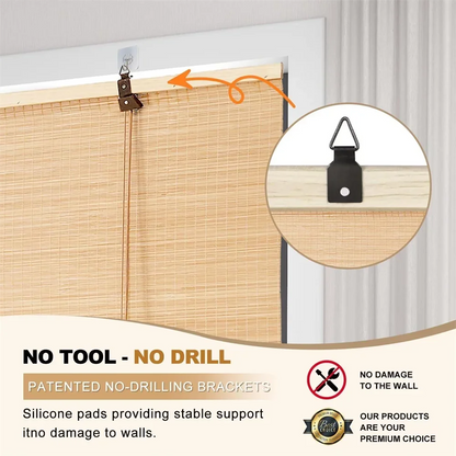 Blackout Roller Blind Window Venetian Screen With Drilling Vertical Sunshade Wood Shading Curtain Beaded Bamboo Shutter Decor