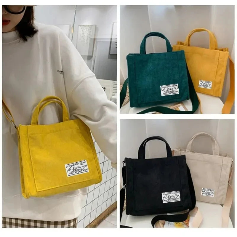 New Minimalist Corduroy Small Square Handbag Fashionable And Trendy Women's Shoulder Bag Versatile Handbag