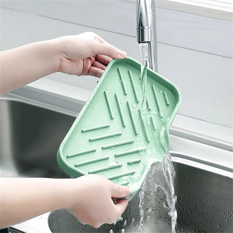 Silicone Robinet Mat Cuisine Plateau d'évier de savon Distor Sponge Drain Pavaz Évier de séchage Plateau de rangement pour comptoir