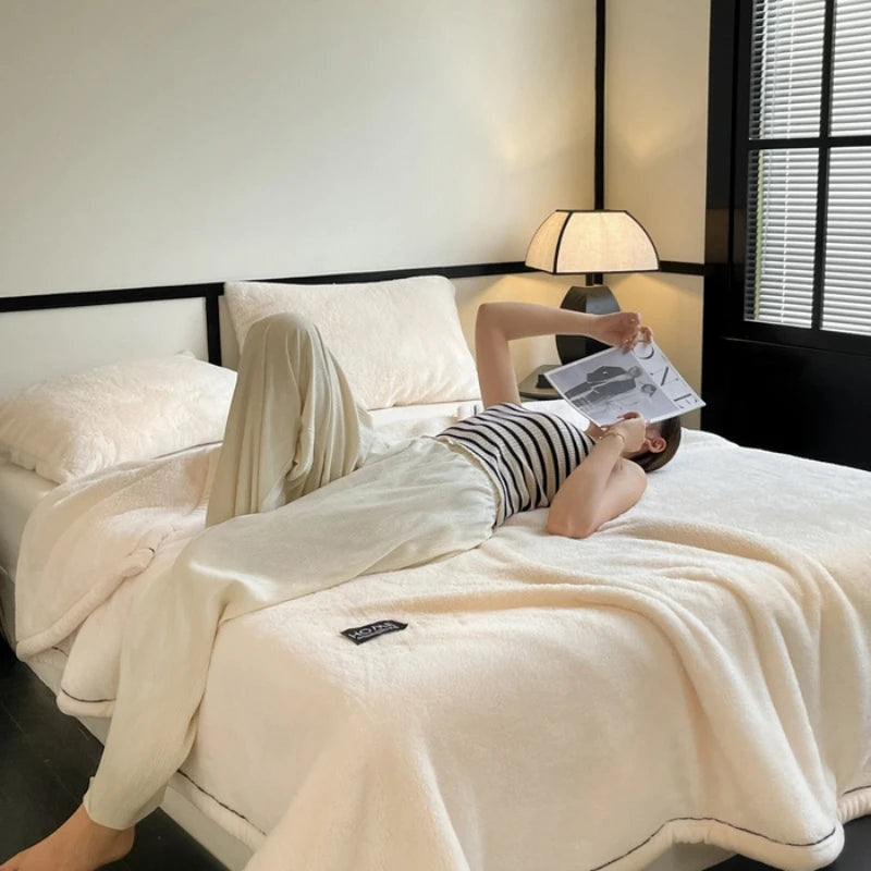 Plush Warm Winter Blanket A Grade Coral Fleece Flannel Soft Thick Bed Blankets for Sofa Single Double Couple Furry Bedspread