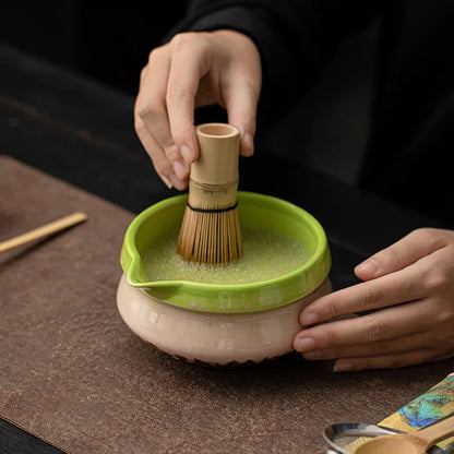 2/4/8pcs Green Matcha Set Bamboo Whisk Teaspoon Ceramic Bowl Tranditional Tea Sets Home Tea-making Tools Accessories Gifts