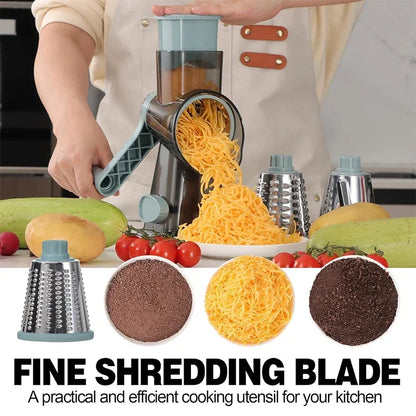 2025 3-in-1 Roterende Kaasrasp Multifunctionele Handleiding Veg Slicer Moer Grinder Keuken Essentiële Tool
