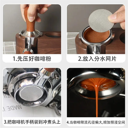 Espresso-Zubehör, Barista-Tuch-Kaffeefilter, wiederverwendbar, Edelstahlsieb, 0,2 mm, für 51/54/58 mm Halter, Siebträger-Set