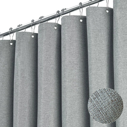 Solid Color Linen Waterproof and Thickened Shower Curtains Bathroom Bathtub Protecting Privacy Bath Covring Curtains with Hooks