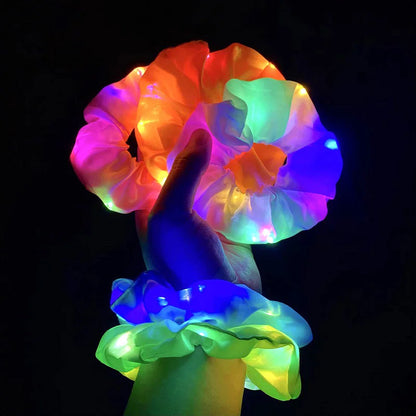 1/10 Pcs LED Luminous Scrunchies Glowing Hairband Girl Light Up Hair Scrunchy Birthday Party Headwear Supplies Hair Accessories