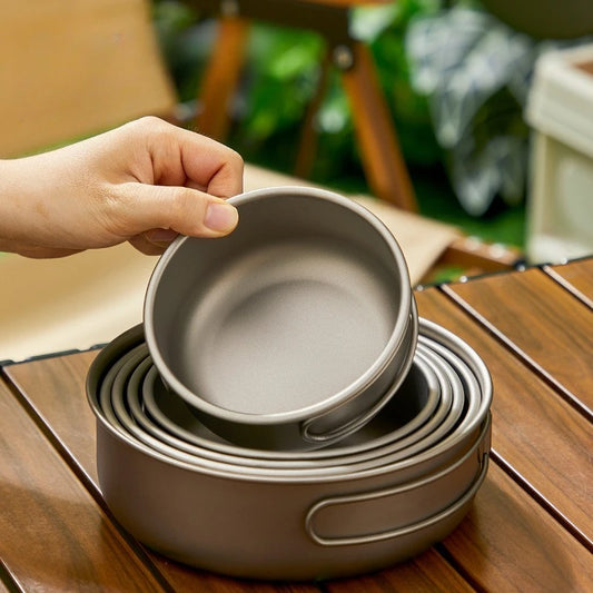 700ML/1200ML Titanium Frypan Outdoor Camping Hiking Picnic Cooking Frying Pan Backpacking Frying Pan Outdoor Cooking Pan Frypan