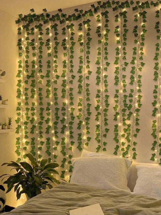 Artificial Vine Green Leaf Fairy Vine Hanging Vine Outdoor DIY For Wall Bedroom Garden Home Decoration Wedding Birthday Decor