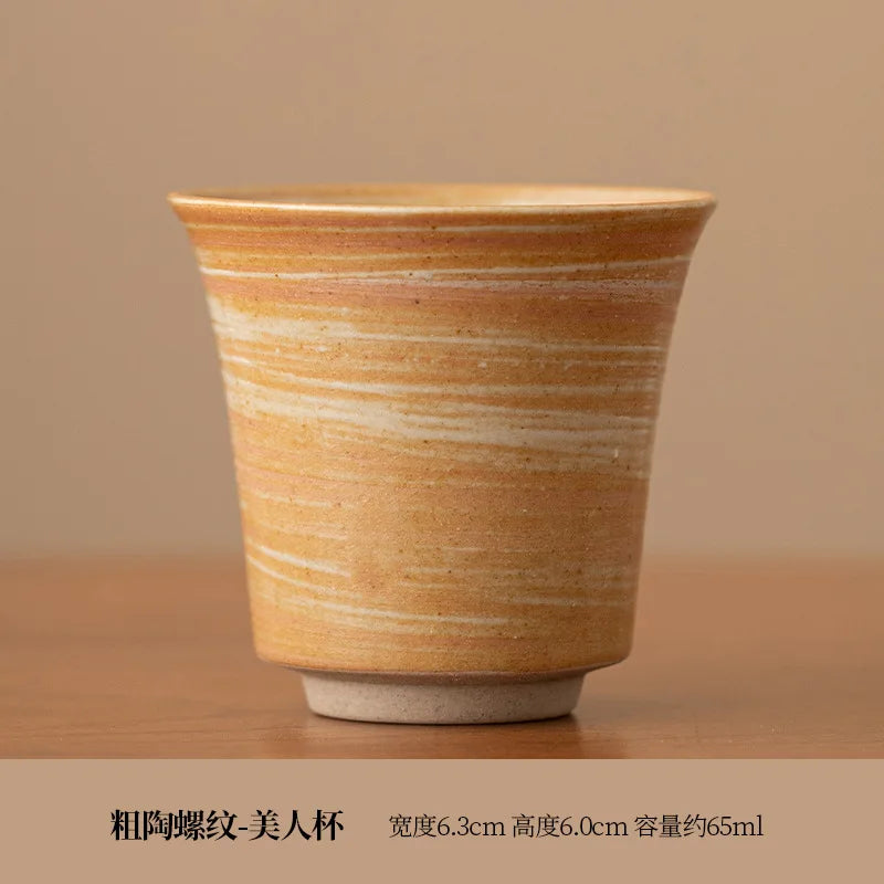 Vintage Espresso Cup with Niche Design Japanese Retro Rough Pottery Handmade Wabi Sabi Cup Ceramic Afternoon Tea Cup