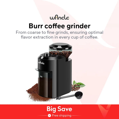 Wancle Electric Burr Coffee Grinder Adjustable Burr Mill Conical Coffee Bean Grinding with 28 Precise Grind Setting 220V/120V