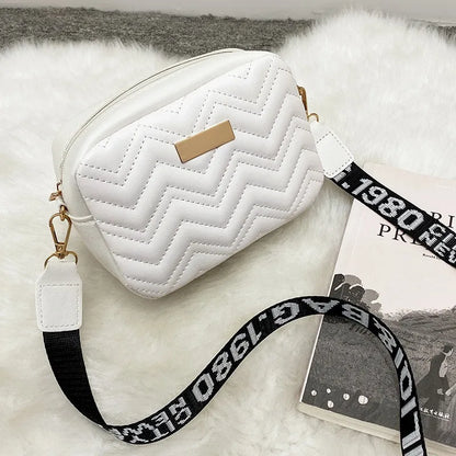 Wave Embroidery Square Bag Shoulder Strap With Printed Large Capacity Shoulder Crossbody Bag for Women