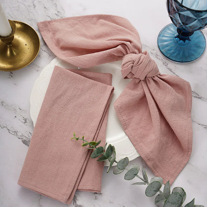 12pcs Napkins 40X40CM Plain Washed Cotton Tea Towel Dining Place Mats Wedding Party Christmas Linen Kitchen Cloths Table Decor