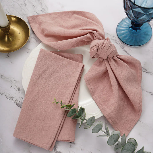 12pcs Napkins 40X40CM Plain Washed Cotton Tea Towel Dining Place Mats Wedding Party Christmas Linen Kitchen Cloths Table Decor