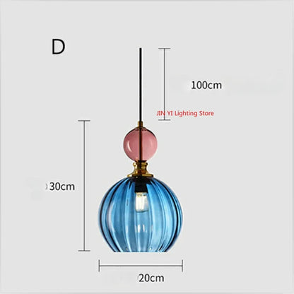 Nordic Colored Glass Chandelier Postmodern Creative Designer Restaurant Bar Counter Bedroom Bedside Lamp Excluding Light Bulbs