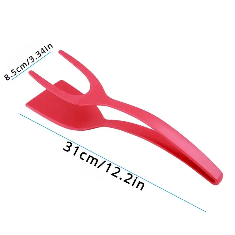 2 in 1 Nylon Grip Flip Tongs Egg Spatula Tongs Steak Spatula Tongs Clamp Pancake Fried Turners Kitchen Accessories Kitchen Items