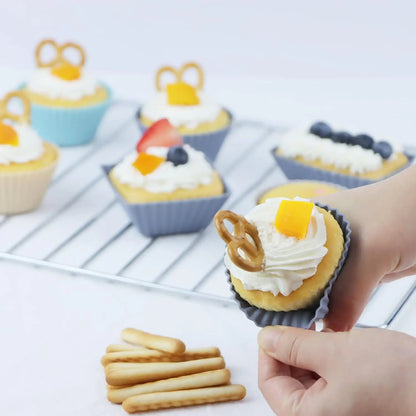 12pcs/Set Silicone Cake Mold Round Shaped Muffin Cupcake Baking Molds Kitchen Cooking Bakeware Maker DIY Cake Decorating Tools