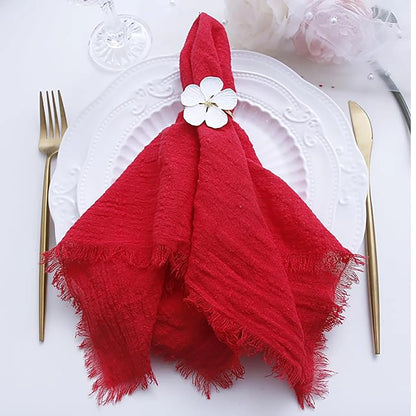 6PCS Napkins 32x32cm Cotton Cloth Gauze Retro Burr Rustic Kitchen Towel Dining Place Mat Wedding Party Linen Napkin Table Decor