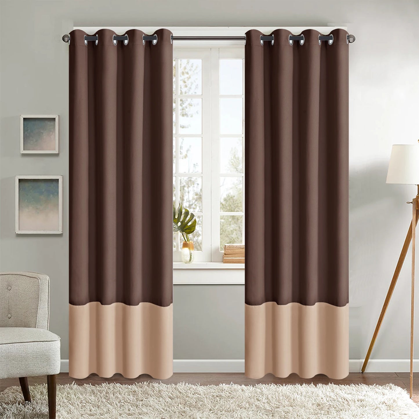 2Pack Outdoor Curtains Pergola Curtain Indoor Outdoor Waterproof Curtains Grommet Curtain Blackout for Patio Gazebo Porch