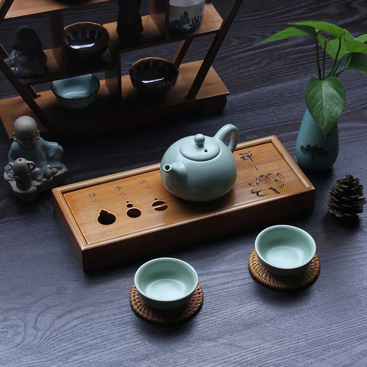 Natural Wood Bamboo Puer Tea Tray,Kung Fu Tea Set, Room Board Table, Chinese Traditional Culture Ceremony Tools