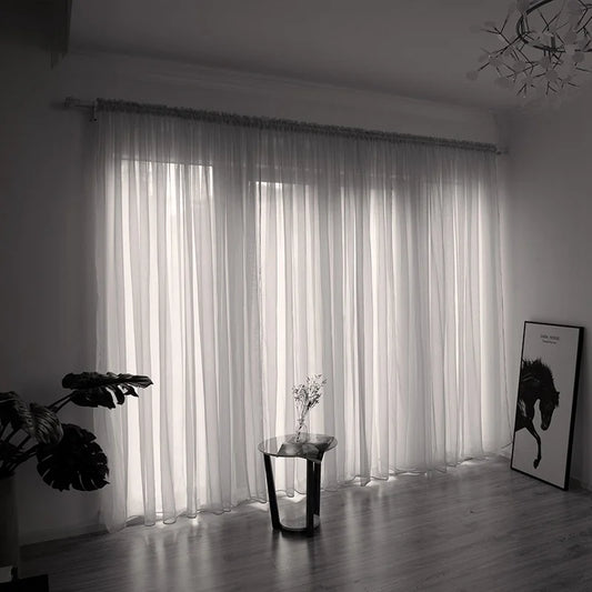 Tulle Sheer Curtains for Living Room Transparent Window Curtain Drape Rod Pocket Curtains Bedroom Panel Fabric Decor Cortinas