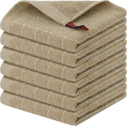 6 Pack 100% Cotton Terry Kitchen Dish Cloths, Ultra Soft and Absorbent Dish Towels for Washing Dishes Cleaning, 12 x 12inches