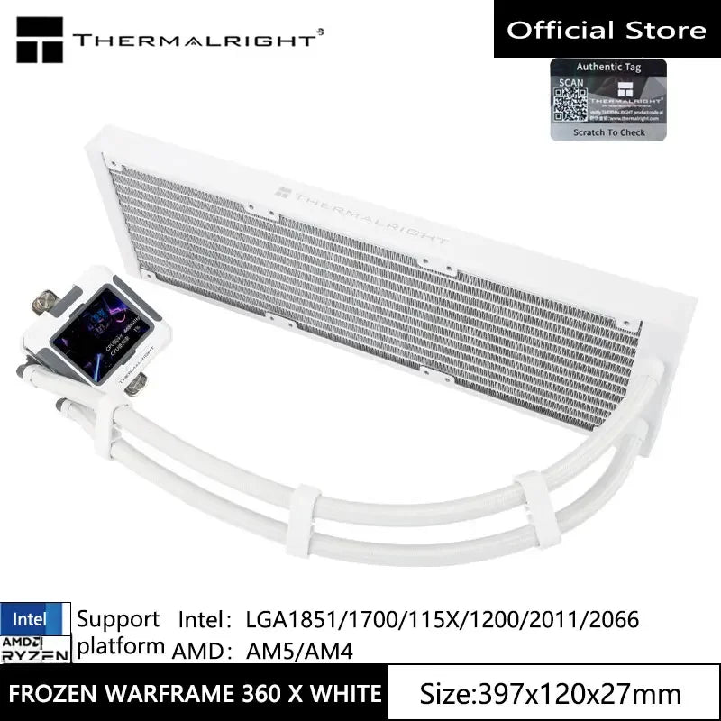 Thermalright FROZEN WARFRAME 360 X بدون مروحة، مشعاع ماء بارد الكل في واحد، شاشة LCD مقاس 2.4 بوصة، يدعم LGA1700/AM5