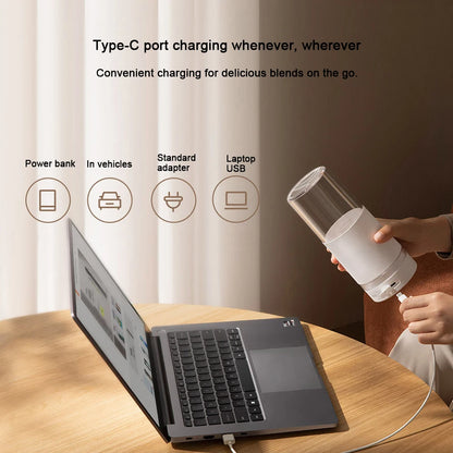 Licuadora portátil XIAOMI MIJIA, hace 12 tazas con carga completa, inalámbrica y portátil, máquina exprimidora de vasos mezcladores de capacidad de 300 ml, 19,500 rpm