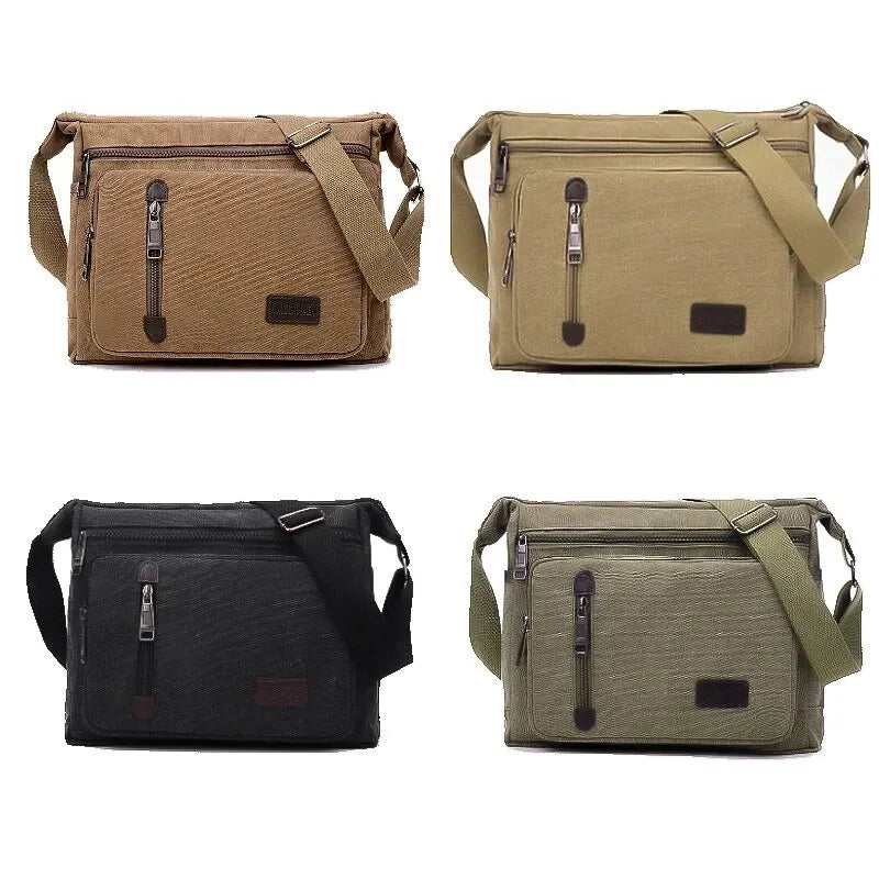 Canvas Shoulder Bag Bottle Men Women Casual Simple Fashion Retro Crossbody Cross Square Multi Layered