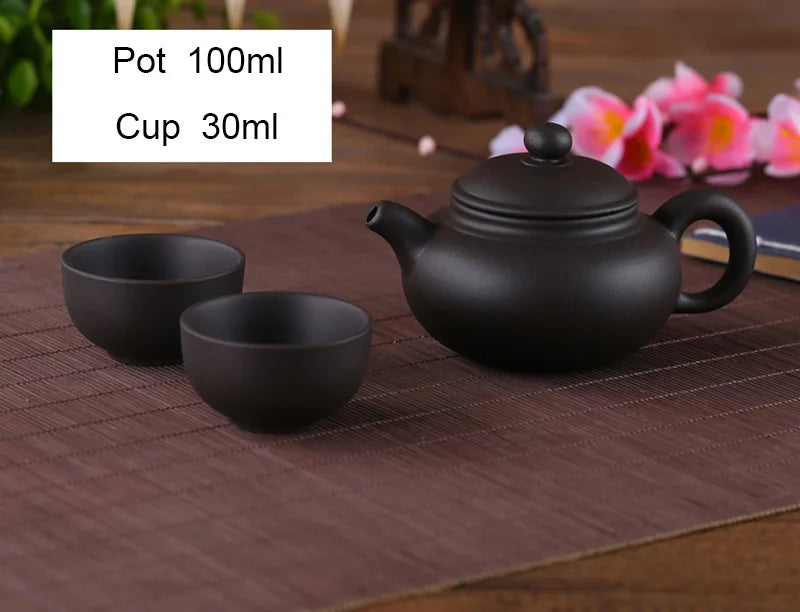 Yixing Purple Clay Small Tea Set inkluderer 1 potte 2 kopper, Xishi Pot Tea Ceremony, Zisha Ceramic Pottery Teacup, China Kung Fu Tea Set