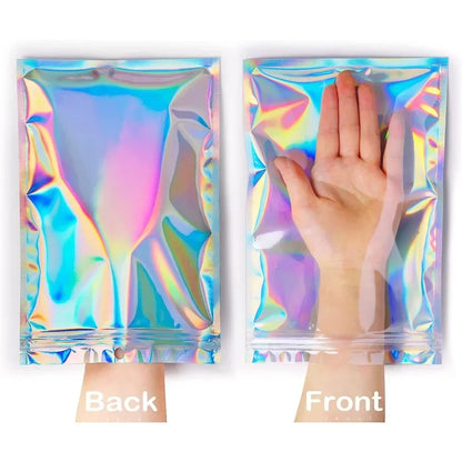 50/10PCS Laser Sealing Bags Plastic Holographic Candy Food Pouch Resealable Necklace Jewelry Gift Packaging Kitchen Storage Bag