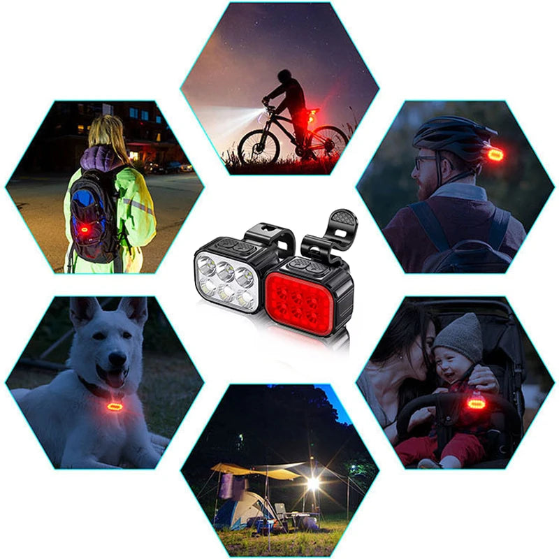 Bike Light Set USB Charging Mountain Helmet Road Bike Light Lights Taillight Set