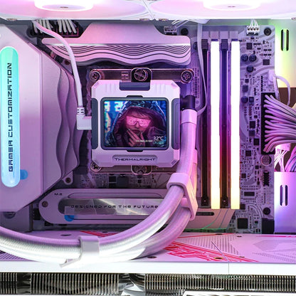 Thermalright FROZEN WARFRAME 360 X بدون مروحة، مشعاع ماء بارد الكل في واحد، شاشة LCD مقاس 2.4 بوصة، يدعم LGA1700/AM5