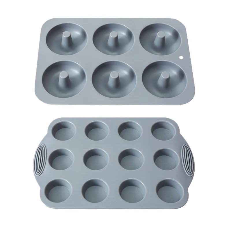 FAIS DU Gray Silicone Mould Set For Pastry Cake Mould Bakeware Dessert Tools Muffin Rectangular Bread Cupcake Baking Accessories