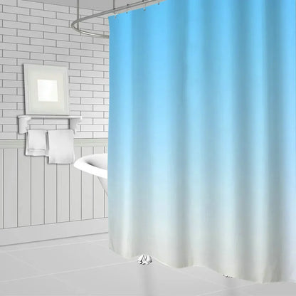 White Shower Curtains Solid Color Bathroom Curtain Polyester Fabric Washable Waterproof Partition Bath Curtain With Hooks