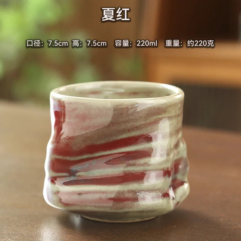 Rough pottery vintage espresso cup Creative hand-crafted pottery creased irregular ceramic cup coffee cups