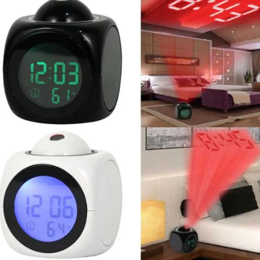 Multi-function Projection Chime Clock LED Light Projection Alarm Clock Voice Chime Clock Projection Clock