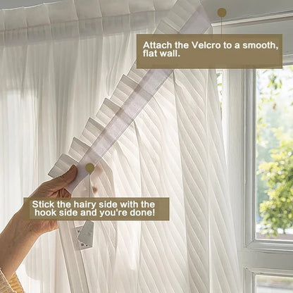 New Elegant Sheer Blinds with Hook-and-Loop Luxury No-Drill Vertical Sheer Panel Curtain Self-Adhesive Privacy Sheer Curtain