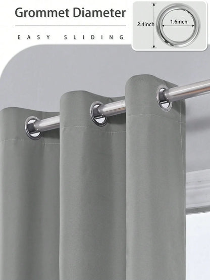 1pc Solid Blackout Curtains with Grommets, Total Privacy Drapes for Bedroom