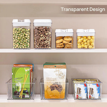 4 Compartment Food Storage Organizer Bins Clear Plastic Pantry Kitchen Fridge Cabinet Holder Packet Snacks Pouche Spice Packets